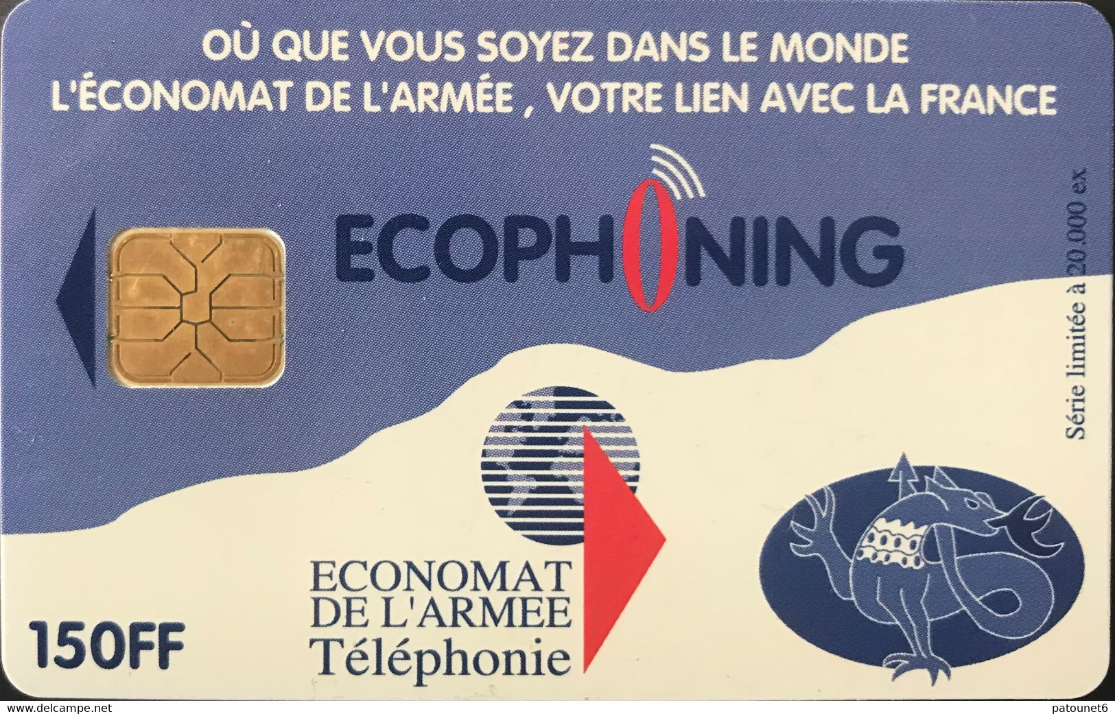 FRANCE  -  ARMEE  -  Phonecard  -  ECOPHONING  -  SALAMANDRE  -  Violet  -  150 FF -  Kaarten Voor Militair Gebruik