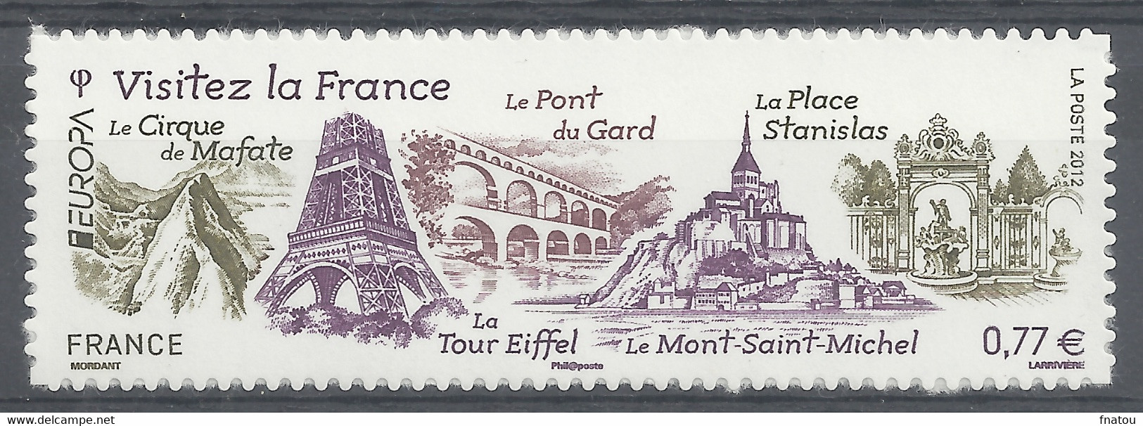 France, EUROPA, Visitez La France, 2012 **, TB  autoadhésif - Andere & Zonder Classificatie