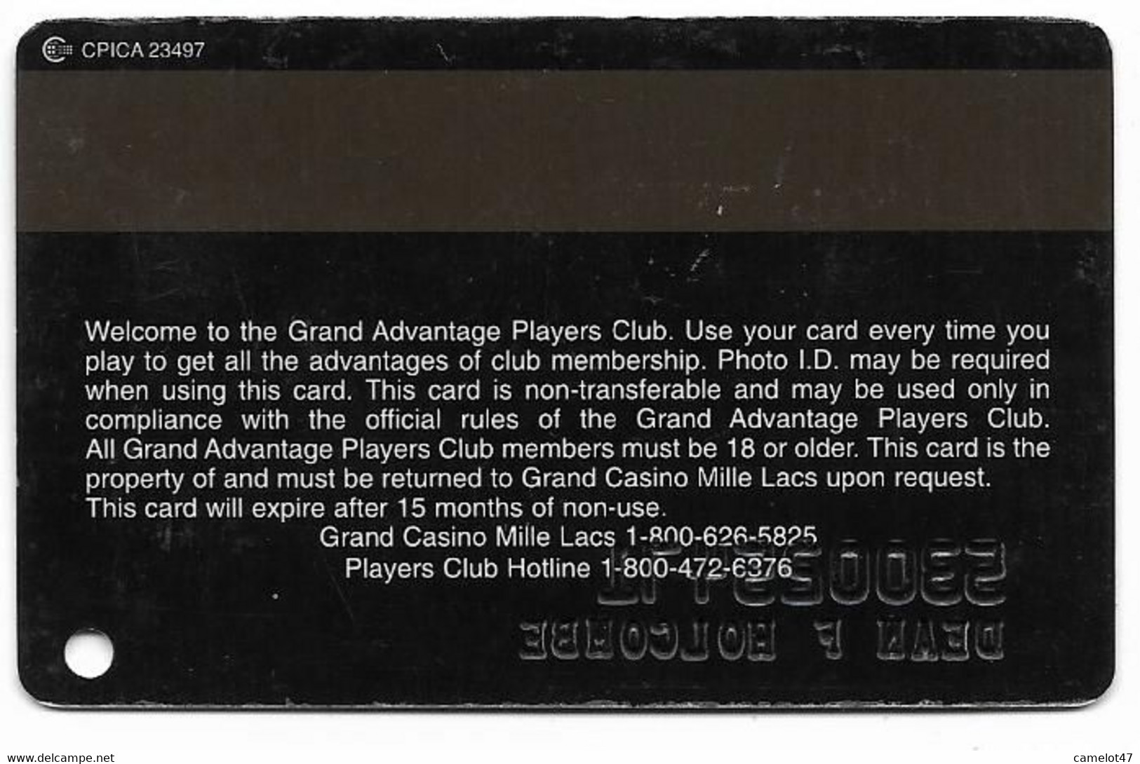 Grand Casino Mille Lacs, Onamia, MN, U.S.A. Older Used Slot Or Player's Card, # Grandmillelacs-1 - Casinokarten