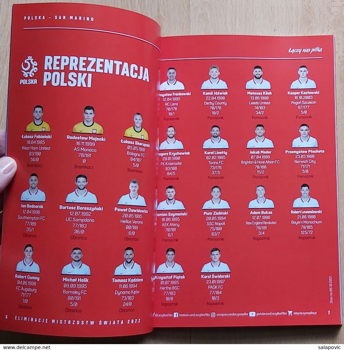 Poland V San Marino QUALIFICATIONS FOR FIFA WORLD CUP QATAR 2022, 9. 10. 2021 FOOTBALL CROATIA FOOTBALL MATCH PROGRAM - Libri