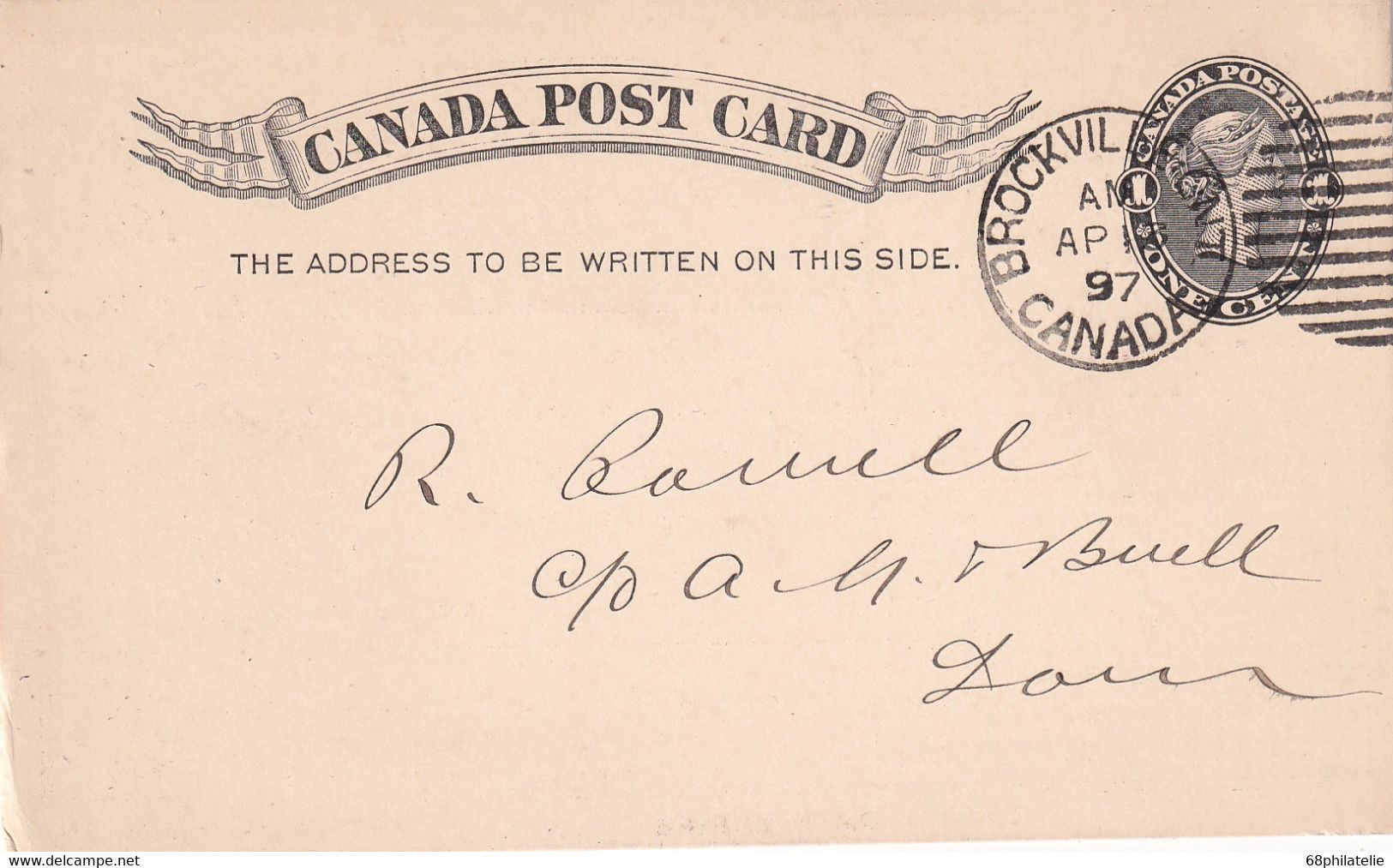 CANADA 1897   ENTIER POSTAL/GANZSACHE/POSTAL STATIONERY CARTE DE BROCKVILLE - 1860-1899 Regno Di Victoria