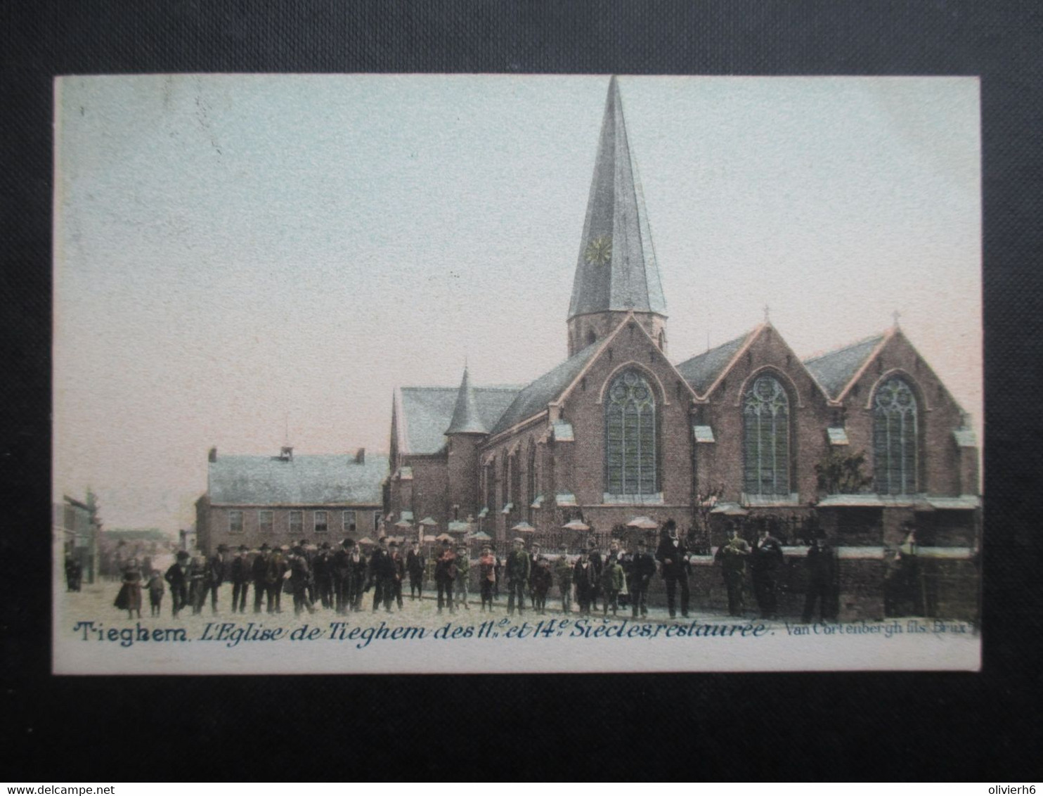 CP BELGIQUE (V2108) TIEGHEM (2 Vues) L'église De Tieghem Des 11e Et 14e Siècles Restaurée - 1900 - Van Cortenbergh Fils - Anzegem