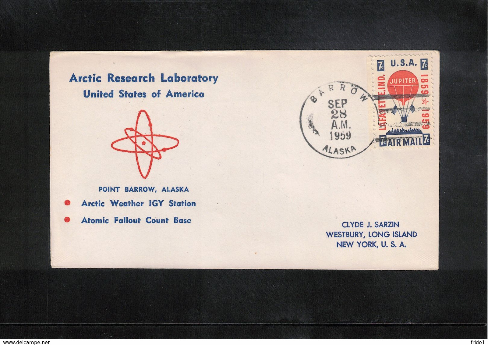 USA  1959 Arctic Research Laboratory Point Barrow Alaska Interesting Cover - Scientific Stations & Arctic Drifting Stations