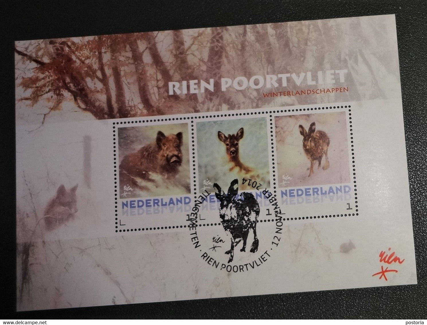 Nederland - NVPH - 3012-D27 - Velletje Met 3 Zegels - 2014 - Persoonlijk Gebruikt - Rien Poortvliet - Winter - Persoonlijke Postzegels
