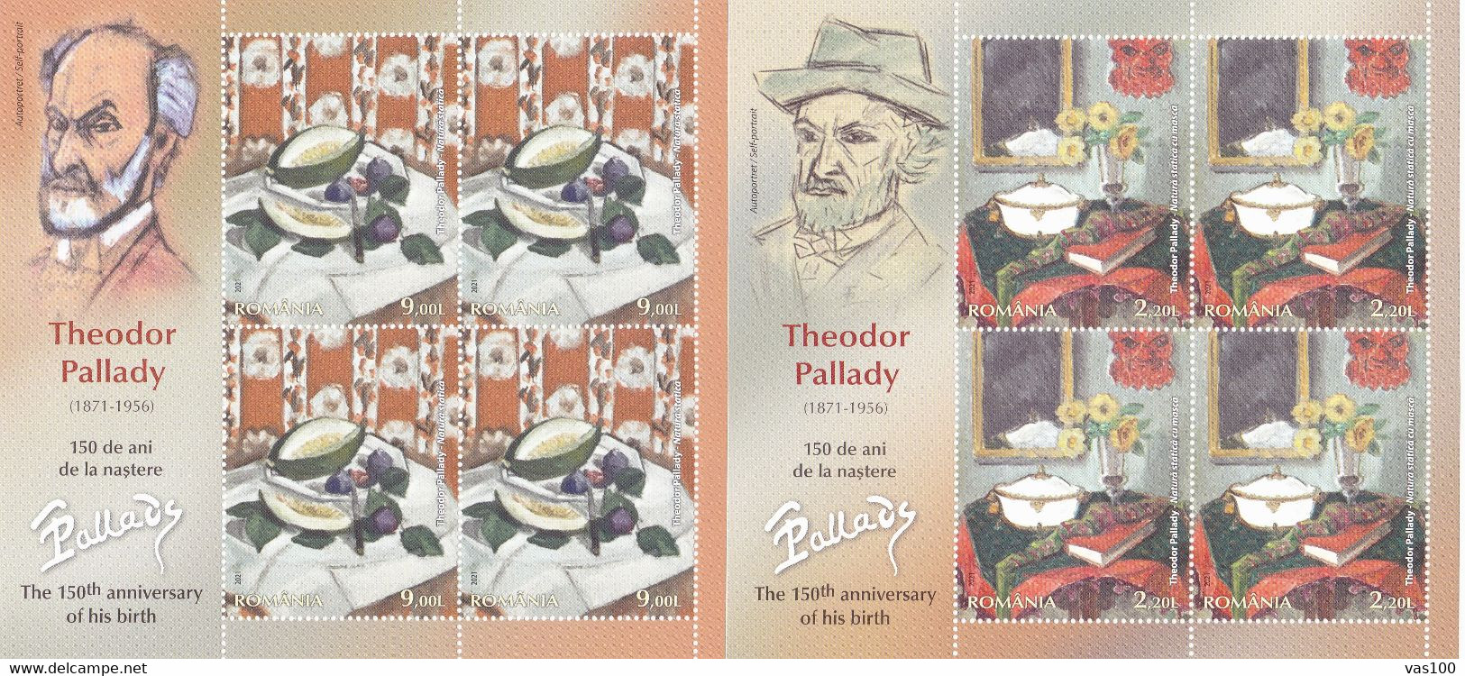 ROMANIA 2021 Painter THEODOR PALLADY The150th Anniversary Of His Birth Set 4 MINISHEET MNH** - Feuilles Complètes Et Multiples