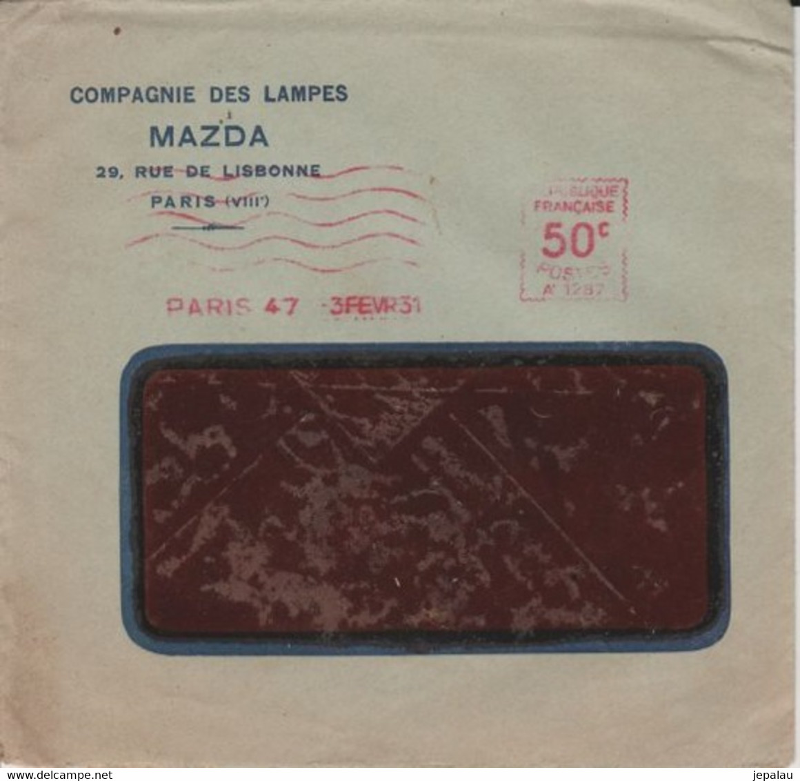 Compagnie Des Lampes MAZDA / Paris (Facture + Enveloppe) - Electricity & Gas