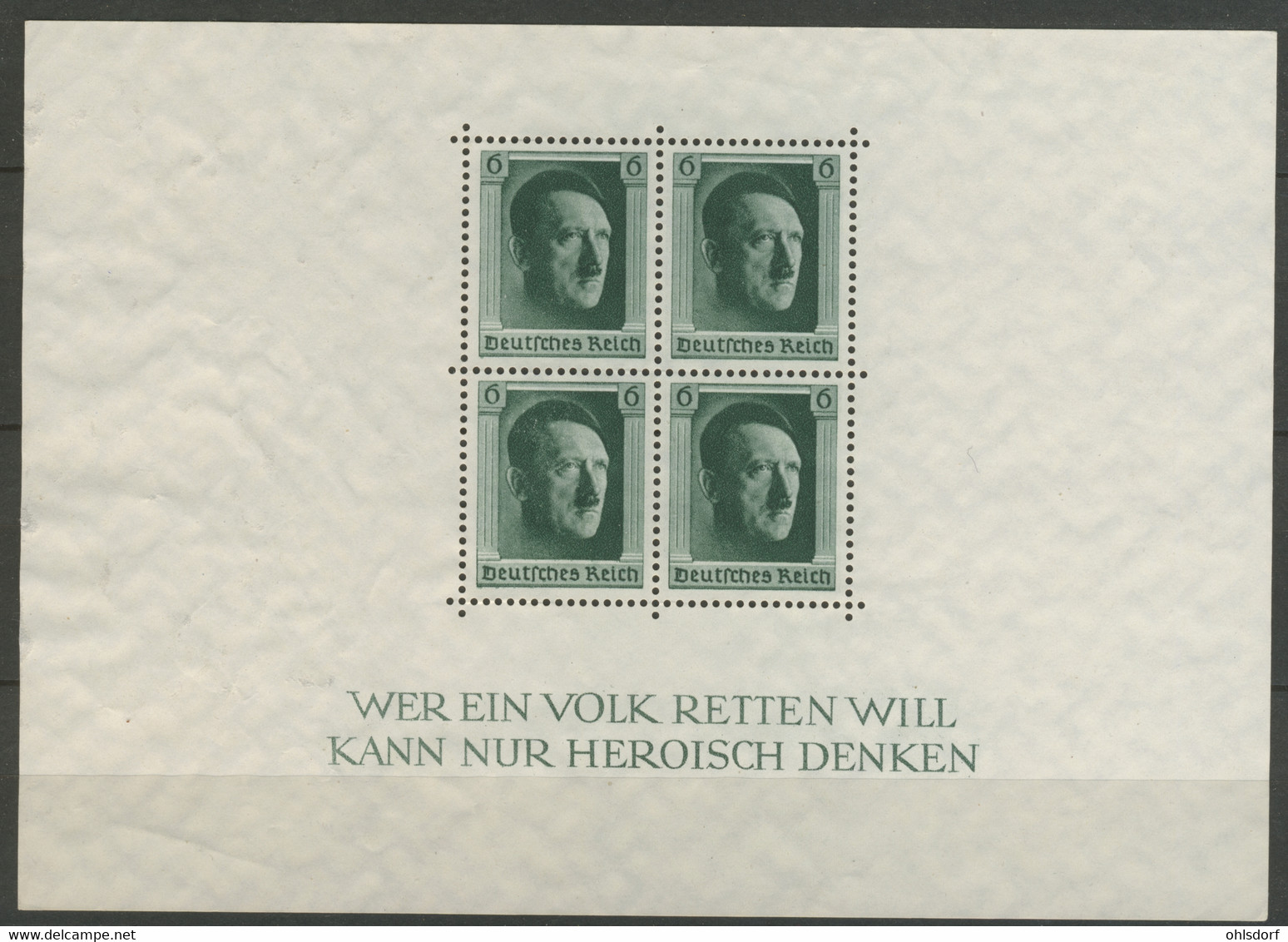 DEUTSCHES REICH 1937: Block 7, Mi 646, (*) Nsg - KOSTENLOSER VERSAND AB 10 EURO - Blocks & Kleinbögen