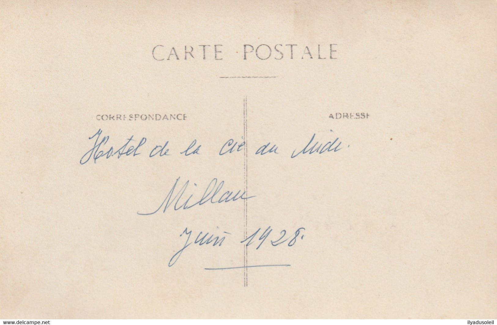 Millau Carte Photo Hotel De La Cie Du Midi Juin 1928 - Millau