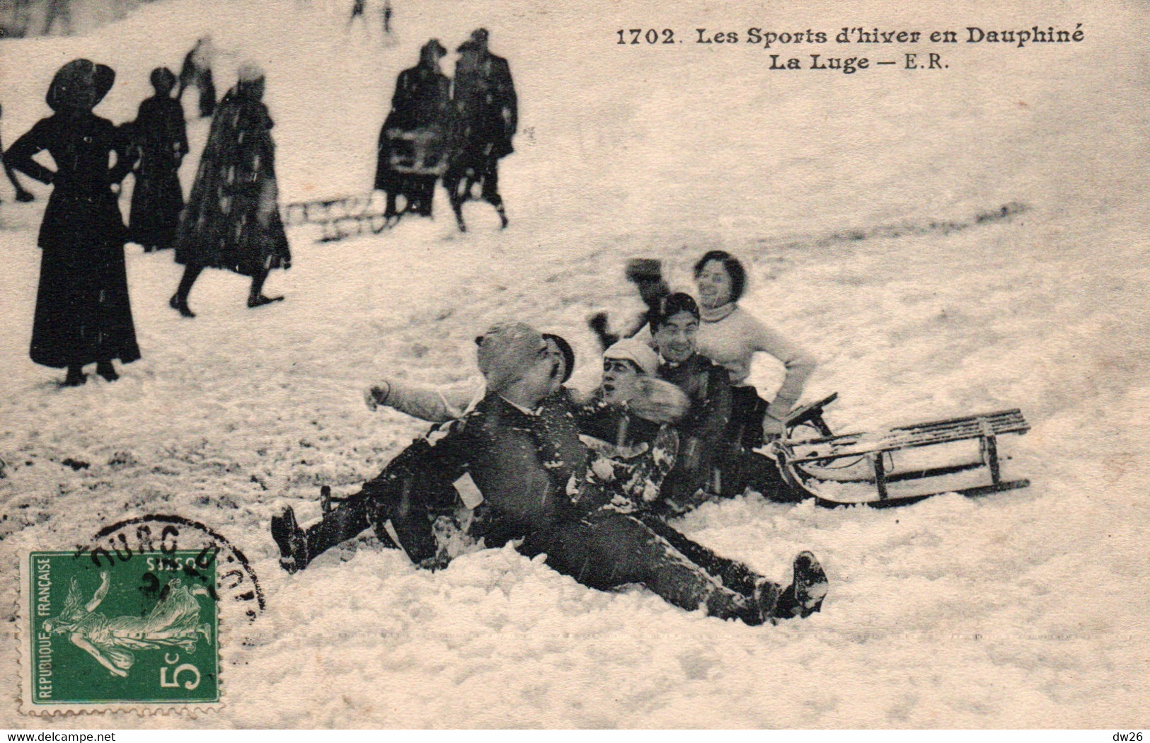 Les Sports D'hiver En Dauphiné: La Luge, Chute - Carte E.R. N° 1702 - Wintersport