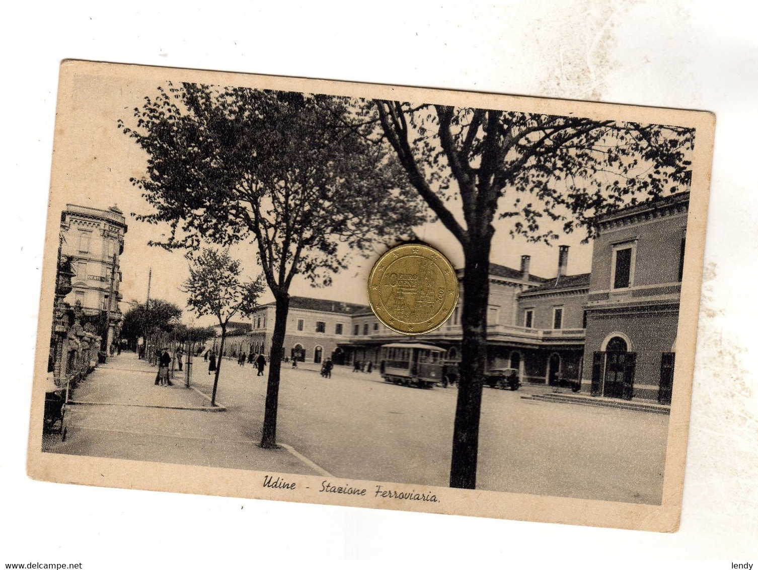 UDINE STAZIONE FERROVIARIA CON TRAM ELETTRICO   VIAGGIATA 1940 Rara - Udine