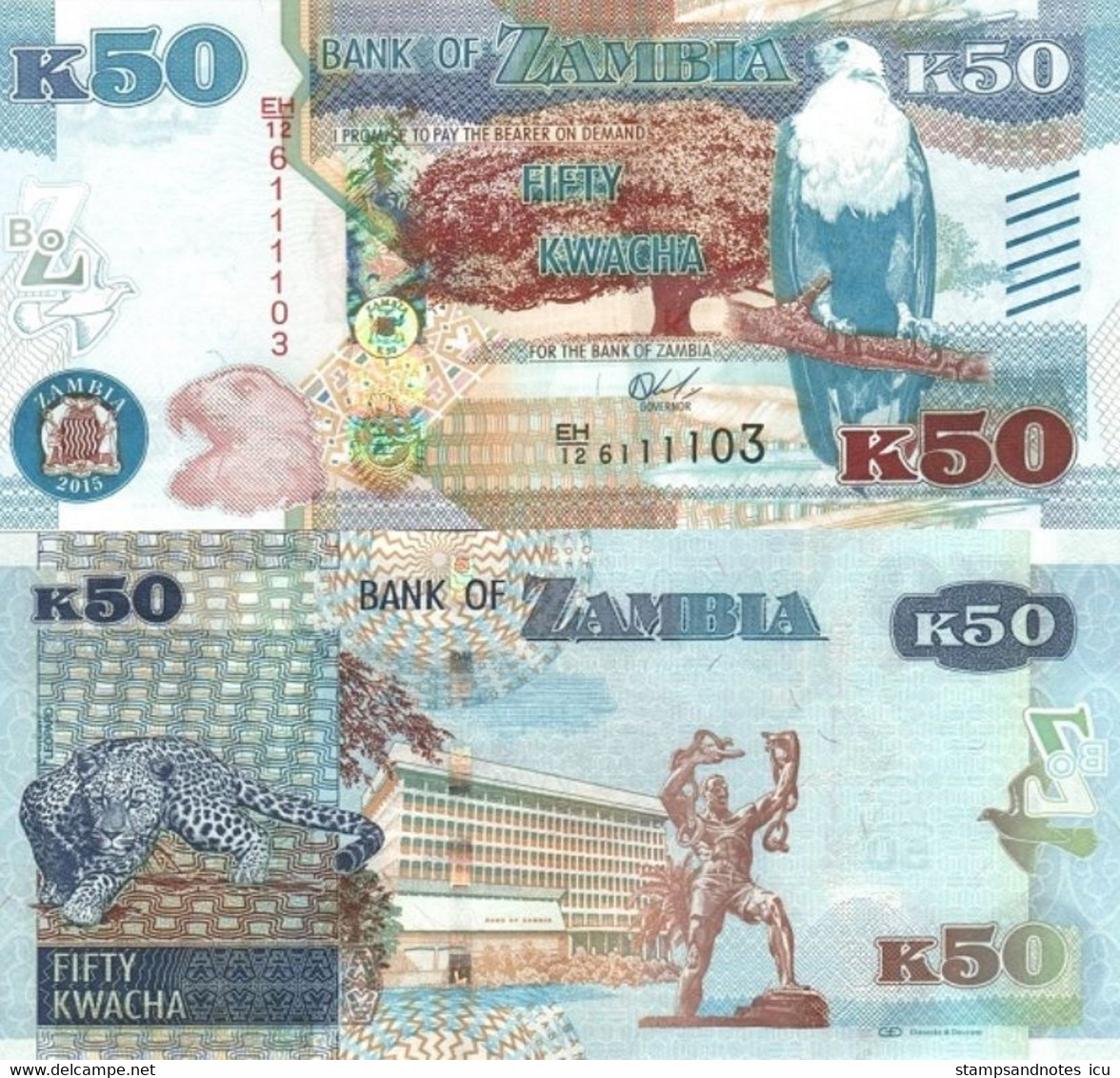 ZAMBIA 50 Kwacha 2015  P 60 UNC - Zambie