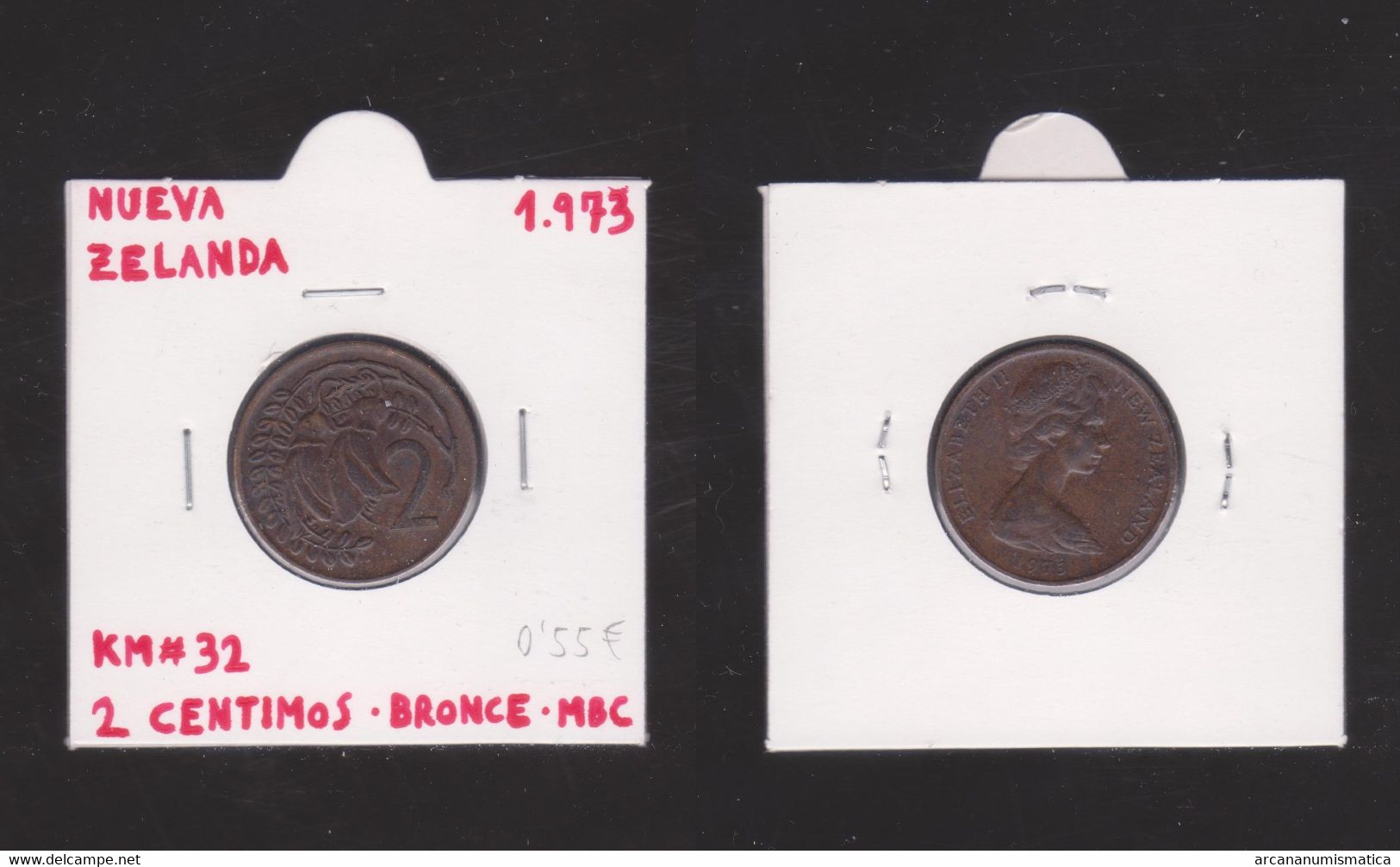 NUEVA ZELANDA 2  CENTIMOS  1.973  BRONCE  KM#32   MBC/VF    DL-12.811 - Namibie