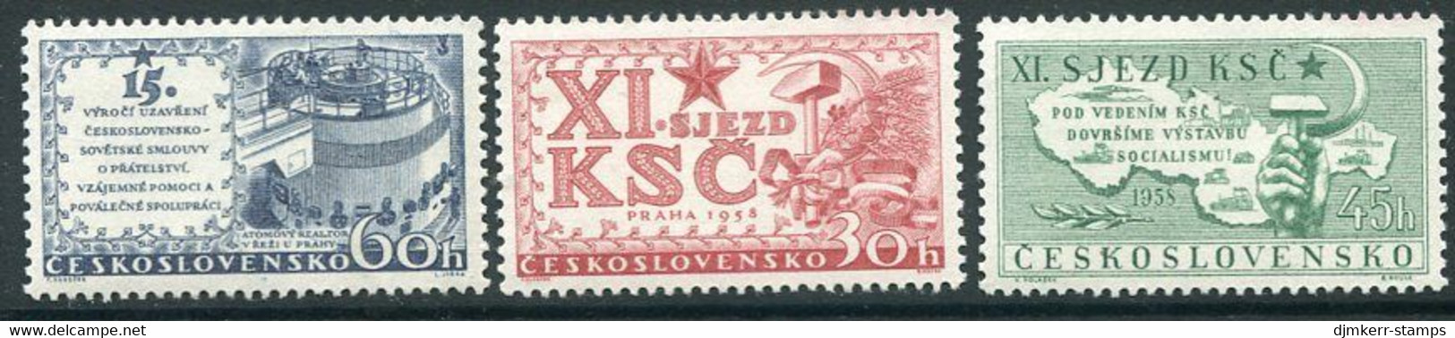 CZECHOSLOVAKIA 1958 Communist Party Day MNH / **   Michel 1075-77 - Unused Stamps