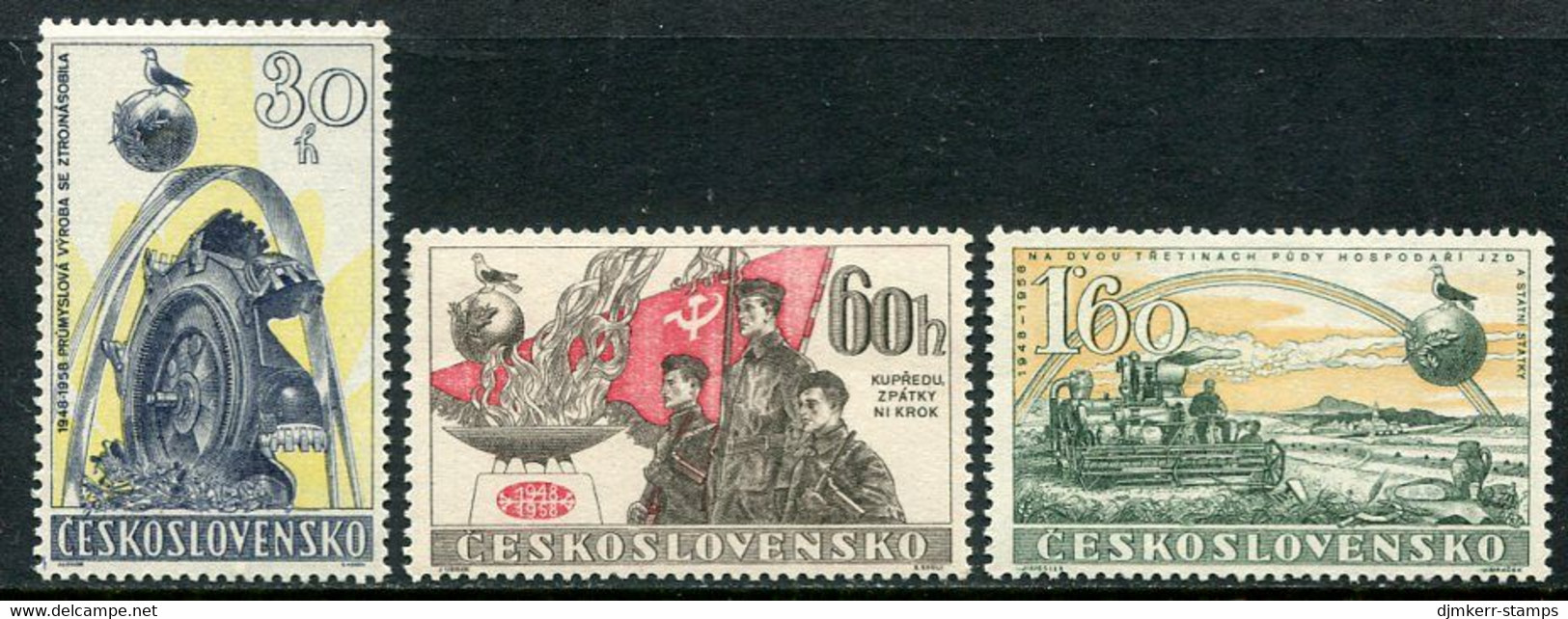 CZECHOSLOVAKIA 1958 Revolt Of February 1948 MNH / **   Michel 1065-67 - Neufs