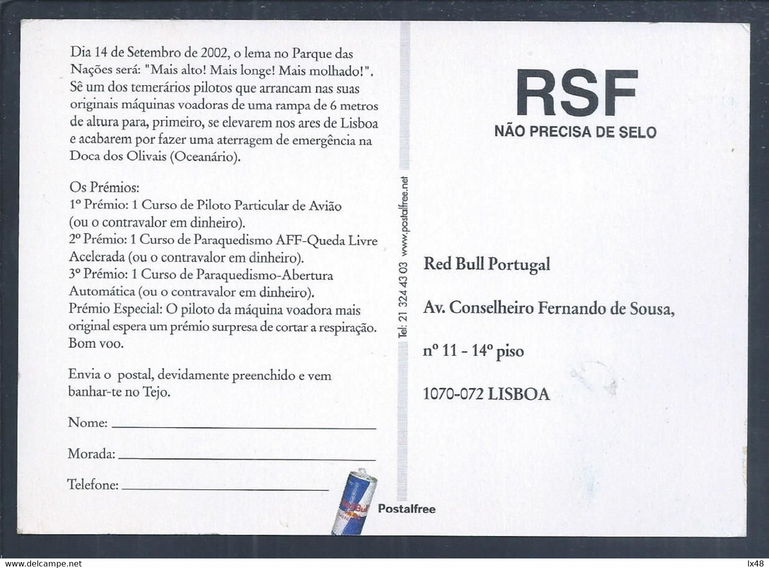 Red Bull. Postage Paid For 1st Red Bull Flugtag In 2002, Lisbon. Rode Stier. Port Betaald Voor De 1e Red Bull Flugtag In - Other & Unclassified