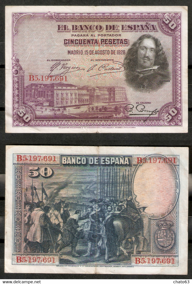 BILLETE DE 50 PESETAS 1928 . VELAZQUEZ - 50 Peseten