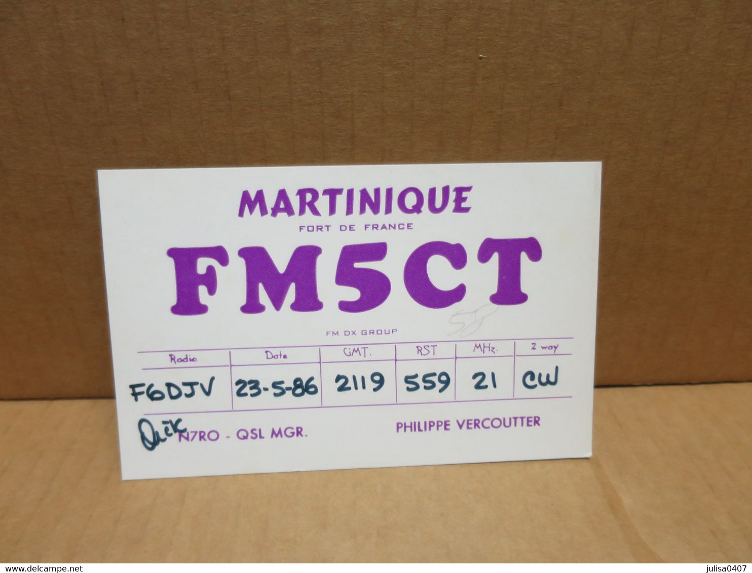 FORT DE FRANCE (Martinique) Carte Illustrée Radio Amateur - Fort De France