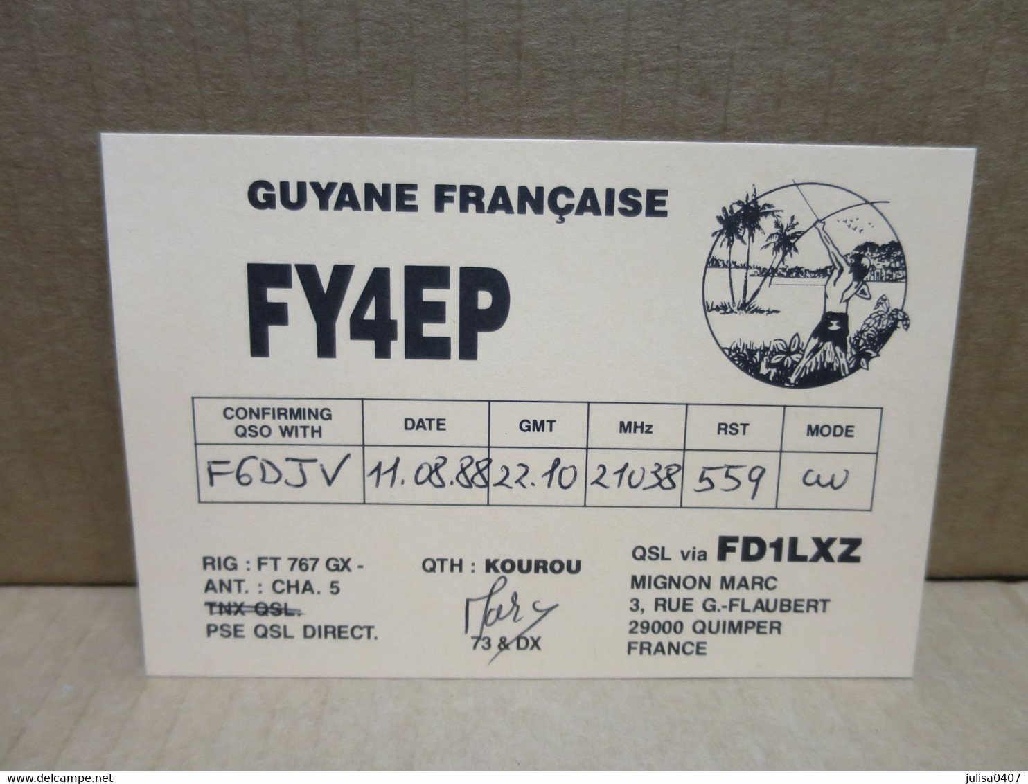 KOUROU (Guyane) Carte Illustrée Radio Amateur - Other & Unclassified