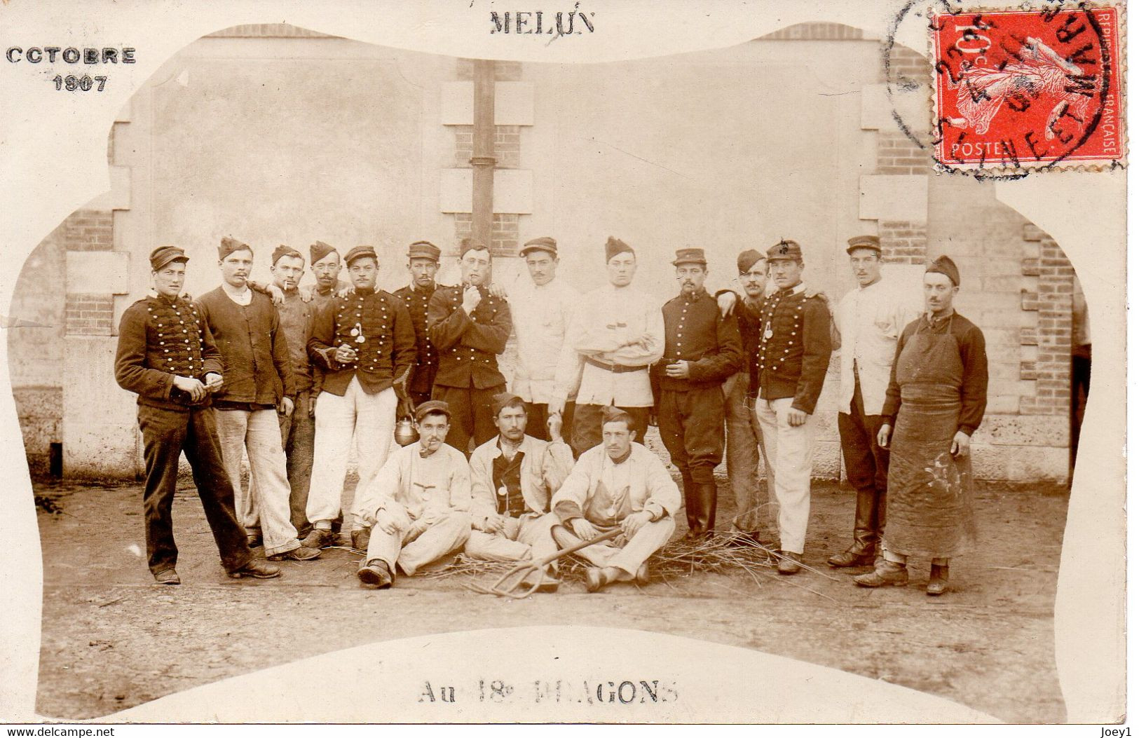 Carte Photo Du 18ème Dragons à Melun En 1907 - War, Military