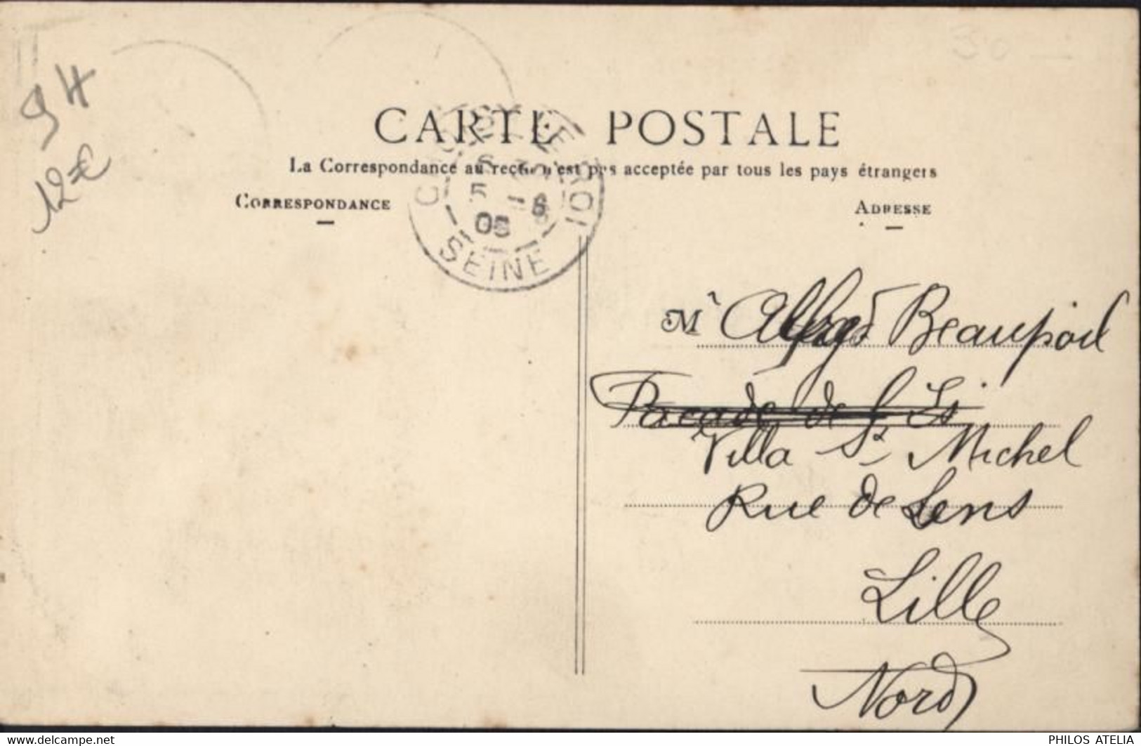 CPA CP Thiais Pro Patria YT 111 Blanc CAD 1905 Transit Choisy Le Roi - Thiais