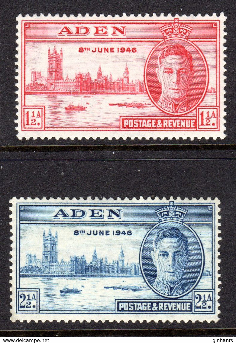 ADEN - 1946 VICTORY SET (2V) FINE MOUNTED MINT MM * SG 28-29 REF A - Aden (1854-1963)