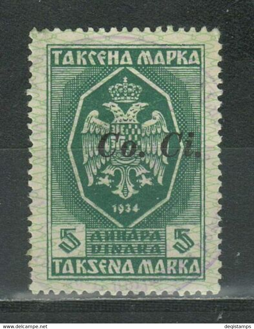 WWII Slovenia 1942 ☀ Ovp. CO. CI. Revenue Stamp ☀ Used - Lubiana