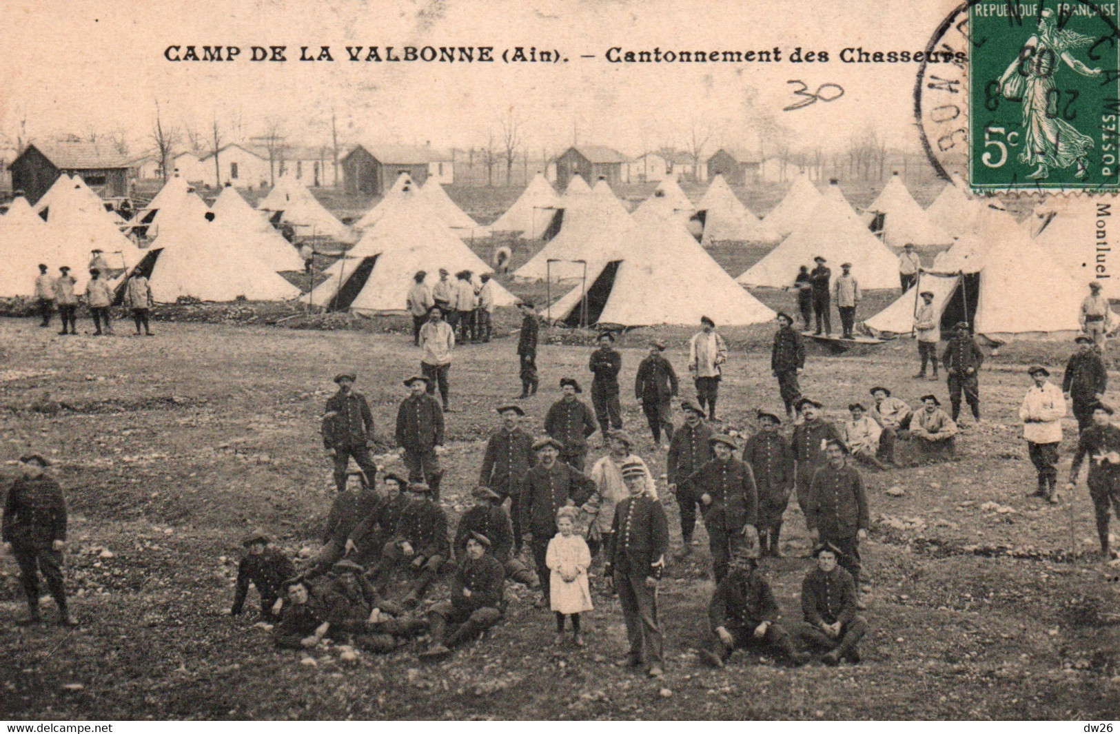 Casernes - Camp De La Valbonne (Ain) Cantonnement Des Chasseurs Sous Les Tentes - Photo A.M. - Barracks