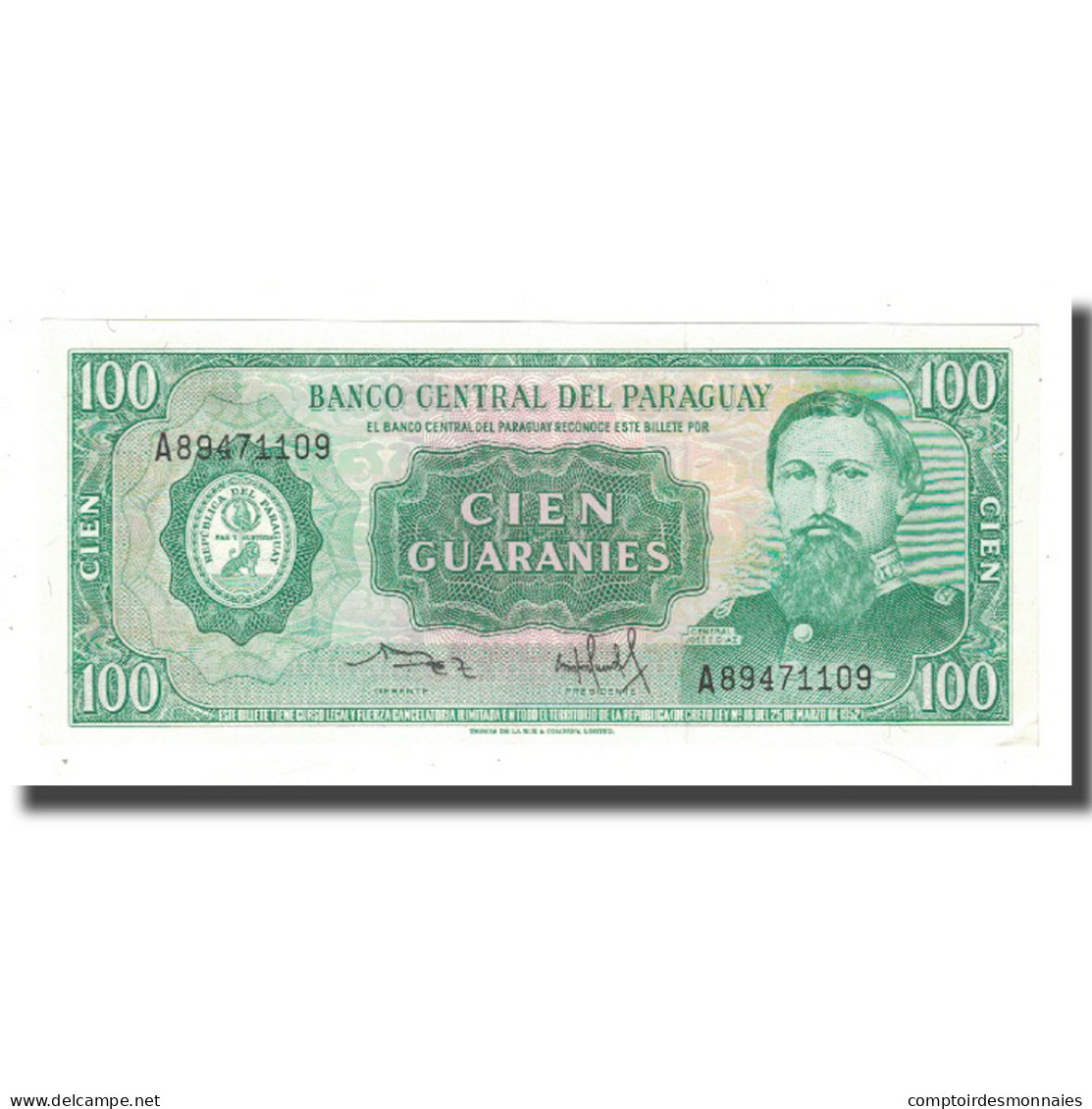 Billet, Paraguay, 100 Guaranies, 1952, 1952-03-25, KM:199b, TTB - Paraguay