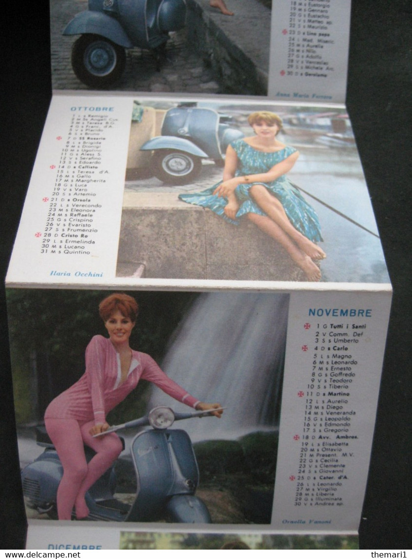 CALENDARIETTO 1962 CALENDARIO CALENDAR CALENDRIER VESPA PIAGGIO SCOOTER PIN UP FEMMES DONNE GIRLS LAMBRETTA