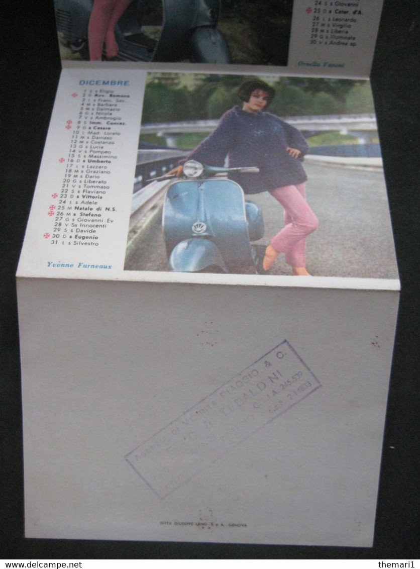 CALENDARIETTO 1962 CALENDARIO CALENDAR CALENDRIER VESPA PIAGGIO SCOOTER PIN UP FEMMES DONNE GIRLS LAMBRETTA