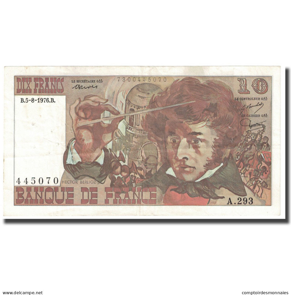 France, 10 Francs, Berlioz, 1976, 1976-08-05, TTB, Fayette:63.20, KM:150c - 10 F 1972-1978 ''Berlioz''