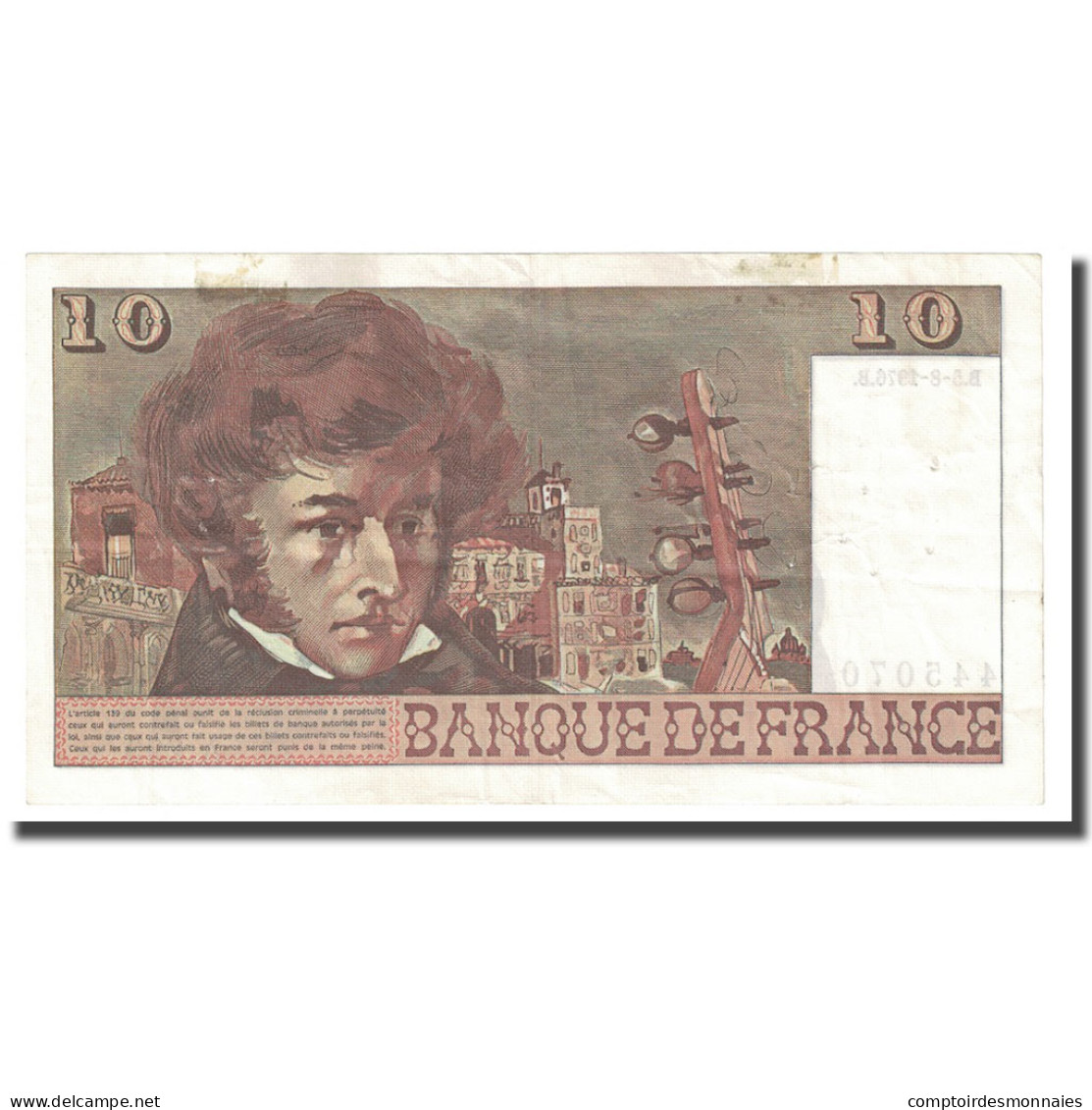 France, 10 Francs, Berlioz, 1976, 1976-08-05, TTB, Fayette:63.20, KM:150c - 10 F 1972-1978 ''Berlioz''