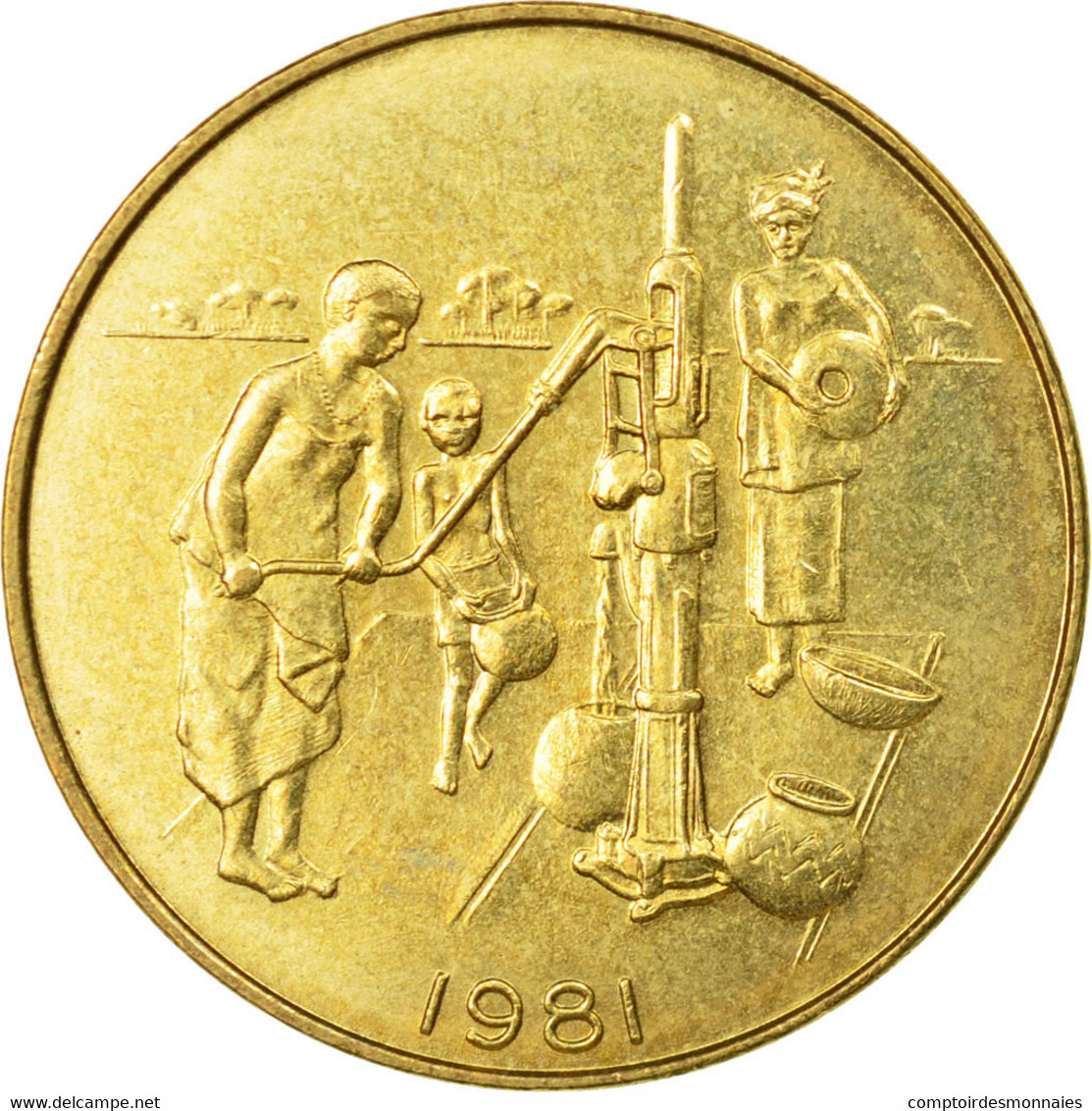 Monnaie, West African States, 10 Francs, 1981, Paris, TTB, Aluminum-Bronze - Costa De Marfil