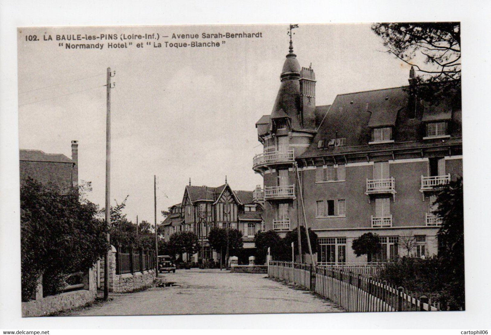 - CPA LA BAULE-LES-PINS (44) - Avenue Sarah-Bernhardt - Normandy Hotel Et La Toque-Blanche - Edition Chapeau 102 - - La Baule-Escoublac