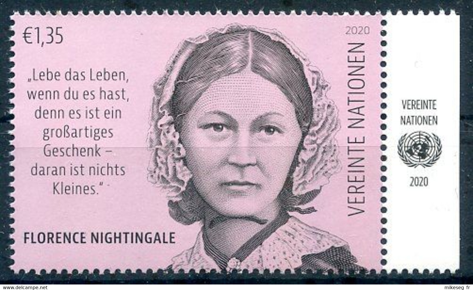 ONU Vienne 2020 - Florence Nightingale ** (couleur Rose Voir Commentaires) - Unused Stamps