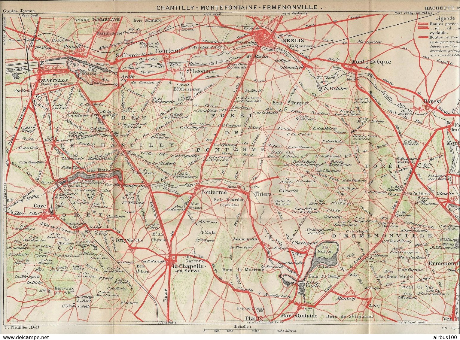 CARTE PLAN 1911 - 21,5 X 31 Cm - OISE - CHANTILLY MORTEFONTAINE ERMENONVILLE SENLIS PLAILLY COYE - Cartes Topographiques