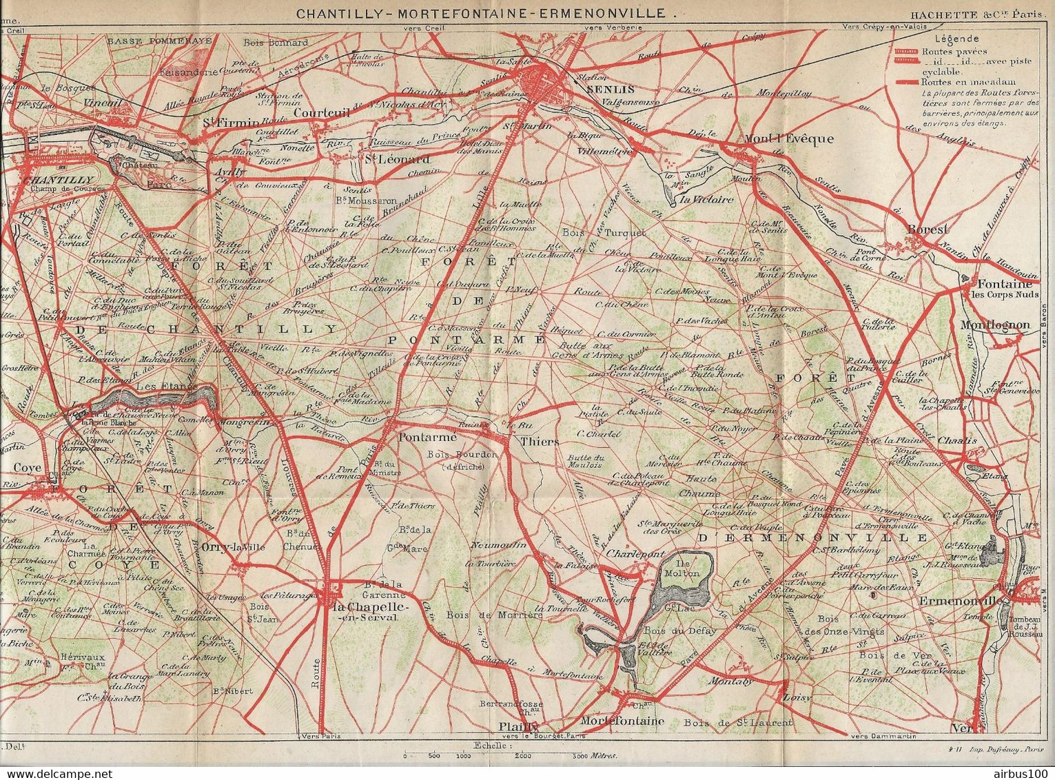 CARTE PLAN 1911 - 21,5 X 31 Cm - OISE - CHANTILLY MORTEFONTAINE ERMENONVILLE SENLIS PLAILLY COYE - Cartes Topographiques