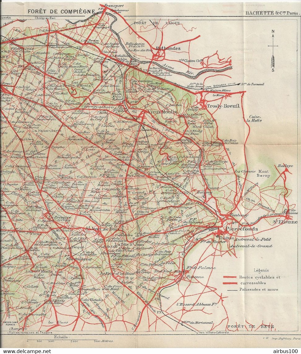 CARTE PLAN 1911 - 25 X 35 Cm - OISE - FORET De COMPIEGNE - VIEUX MOULIN TROSLY BREUIL MARGNY VENETTE St JEAN Aux BOIS - Cartes Topographiques