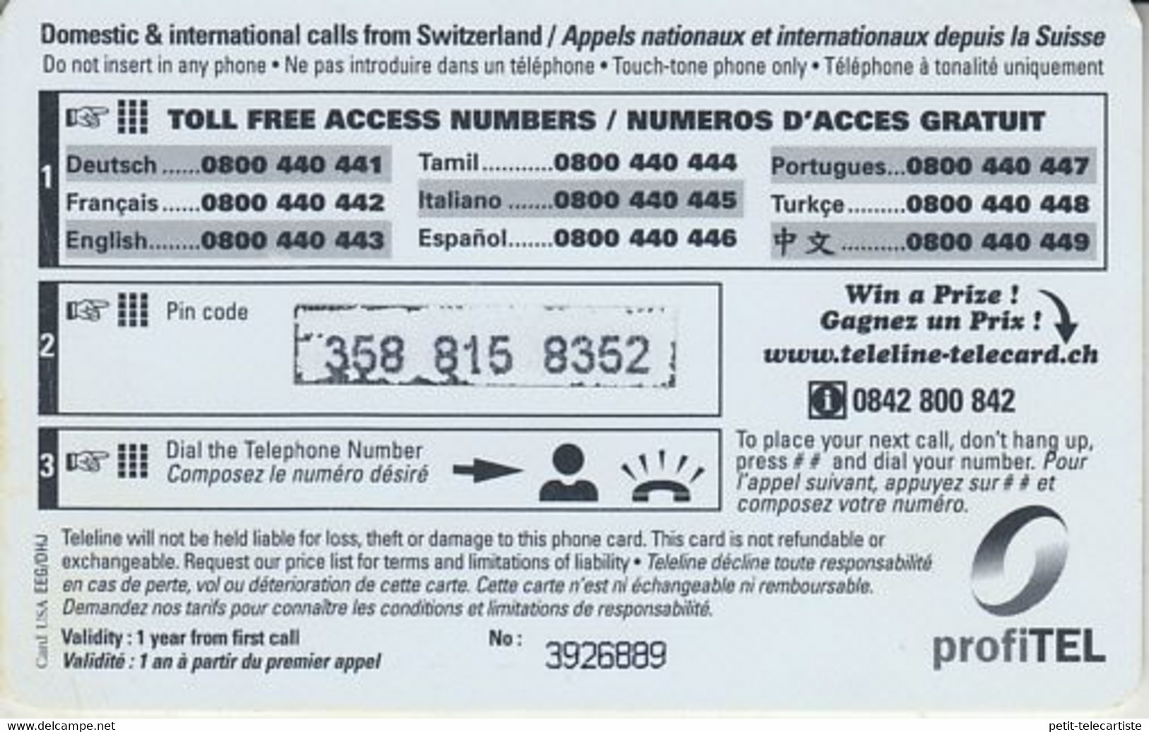 SWITZERLAND - PHONE CARD - PRÉPAYÉE TELELINE ***  PERROQUET / 2  *** - Perroquets