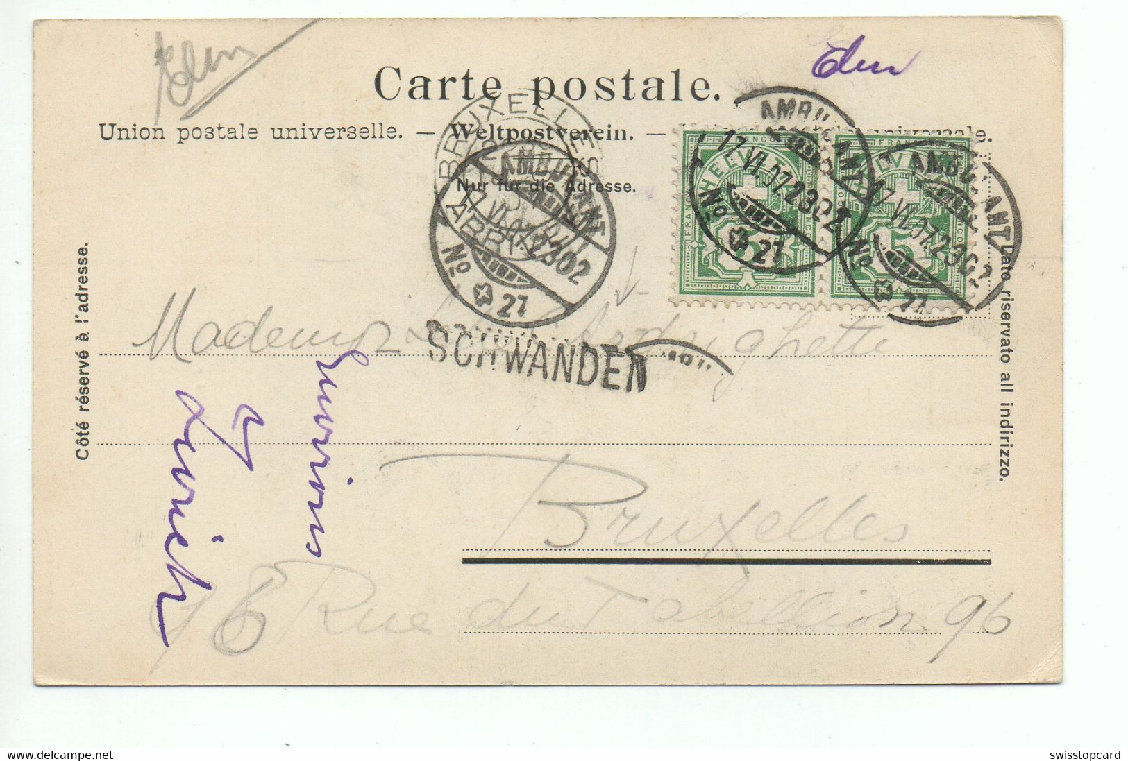 ELM Kurhaus Gel. 1902 Ambulant Spez. Stempel Schwanden - Schwanden