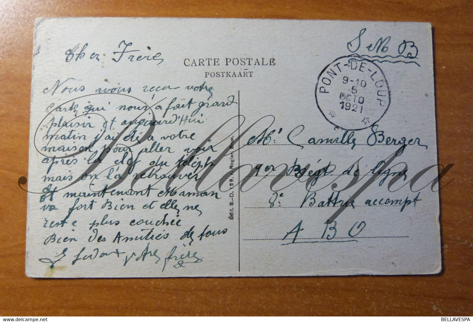 Pont-de -Loup. Quatre Bras.  1921 Sterstempel Cachet Etoile. S.M. - Aiseau-Presles