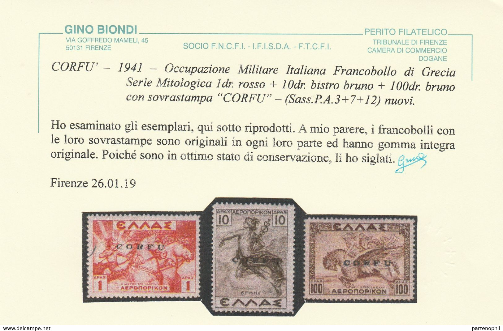 Corfu 251 - ** 1944 - Occupazione Militare Italiana, Francobolli Di Posta Aerea Di Grecia Soprastampati “CORFU” N. 1/12. - Corfou