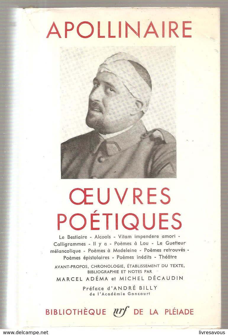 La Pléiade Apollinaire Oeuvres Poétiques De 1267 Pages De 1962 - La Pleyade