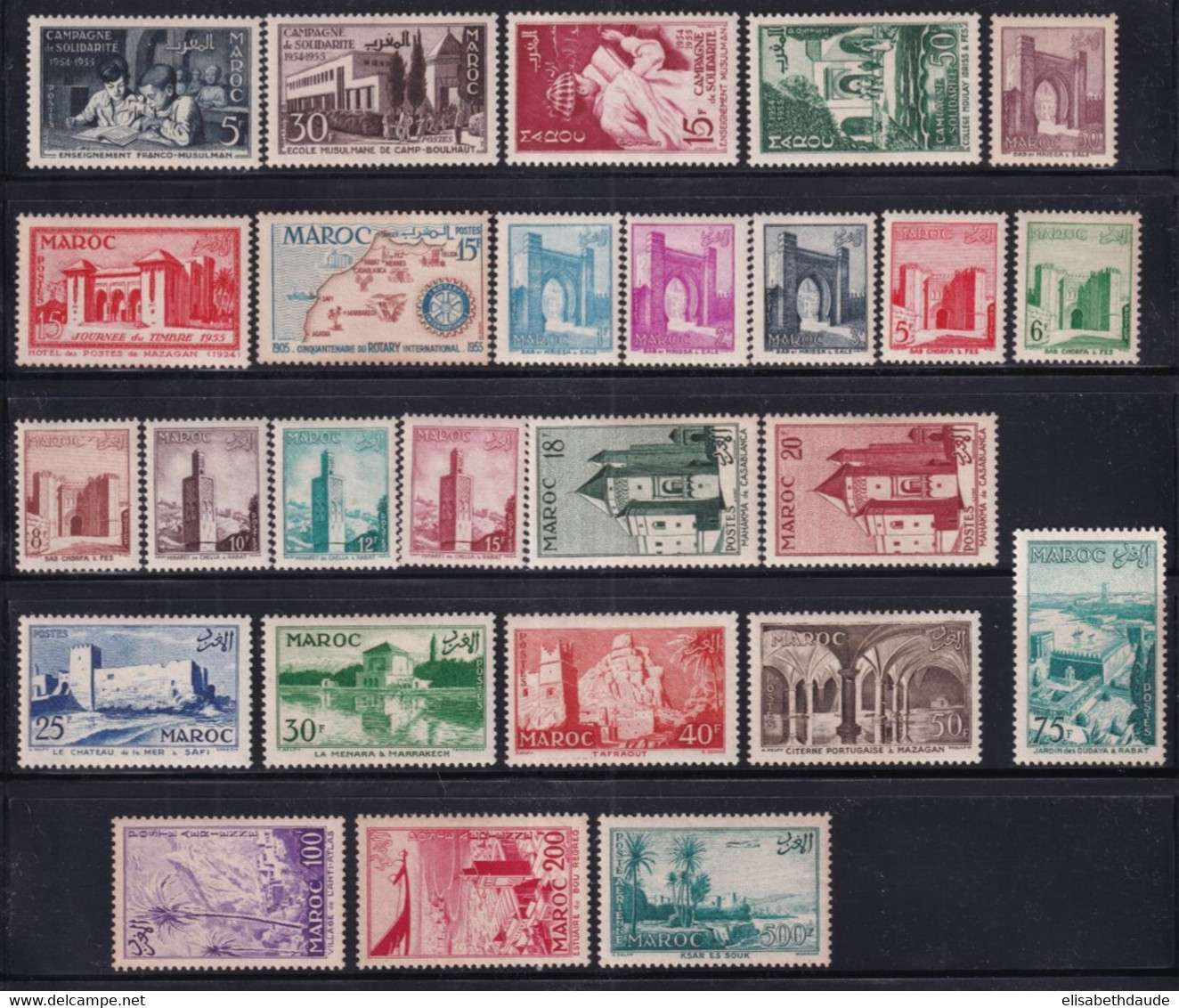 1955 - MAROC - ANNEE COMPLETE Avec POSTE AERIENNE - YVERT N°339/361 + PA 100/102 ** MNH - COTE 2022 = 76 EUR. - Unused Stamps