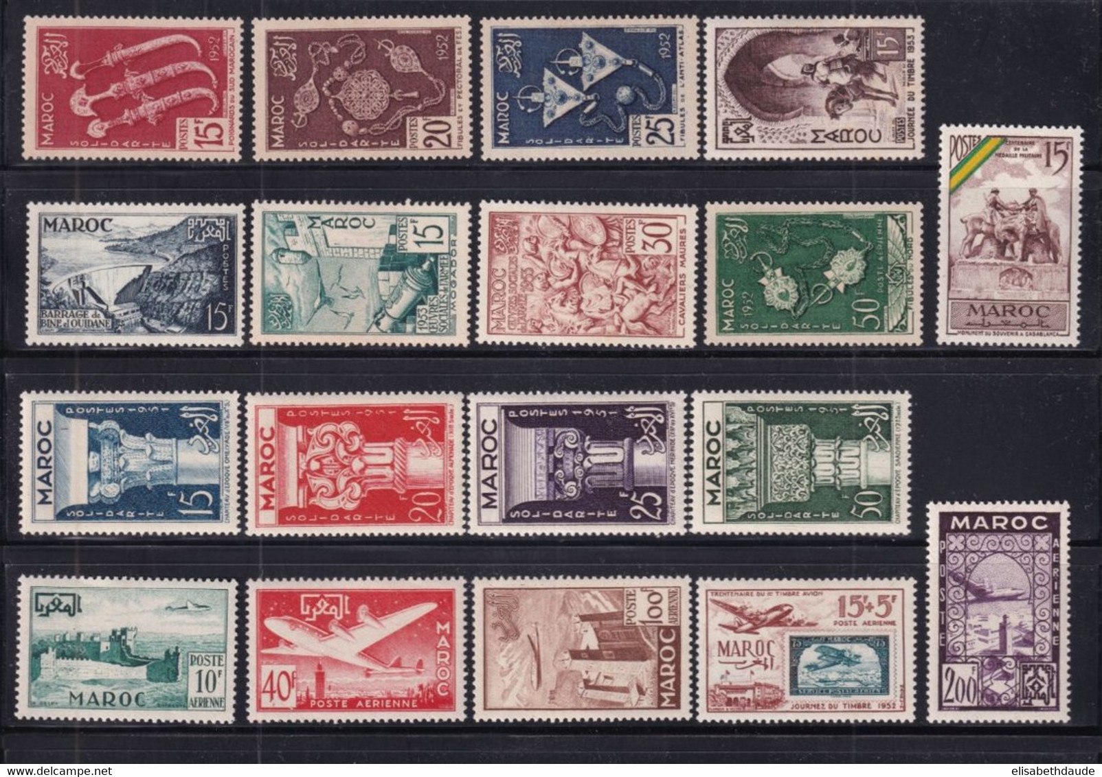 1952/1953 - MAROC - ANNEES COMPLETES Avec POSTE AERIENNE - YVERT N°315/326 + PA 84/93 * MLH - COTE 2022 = 59 EUR. - Unused Stamps