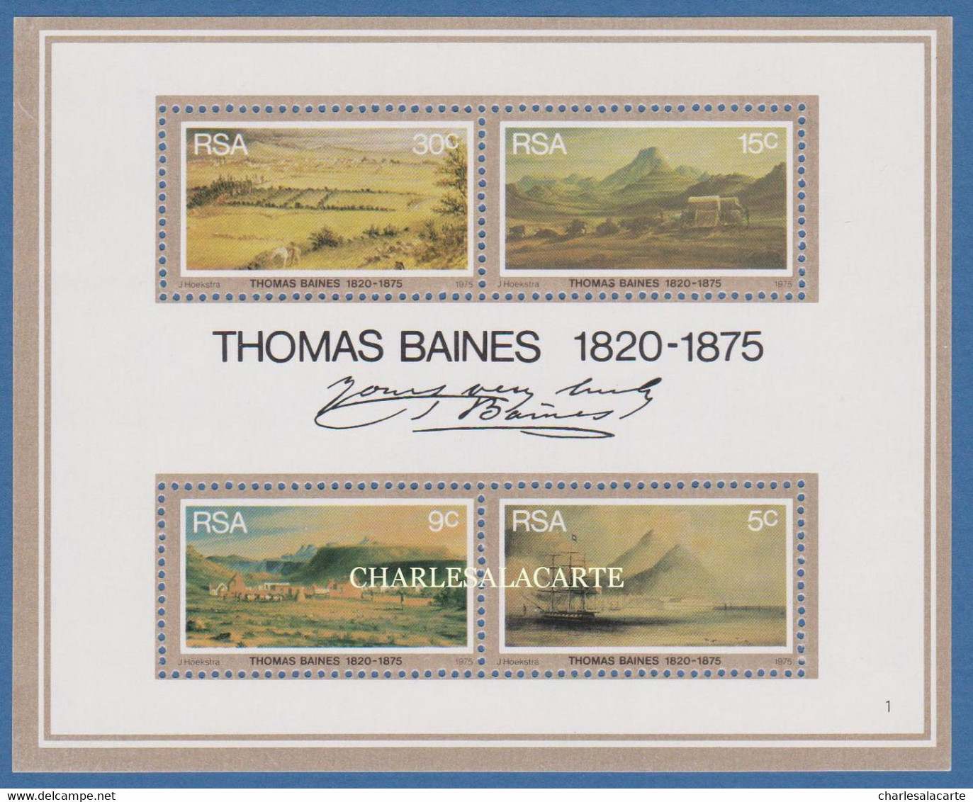 SOUTH AFRICA  1975  T. BAINES PAINTINGS M.S. S.G. MS 383  U.M. - Hojas Bloque