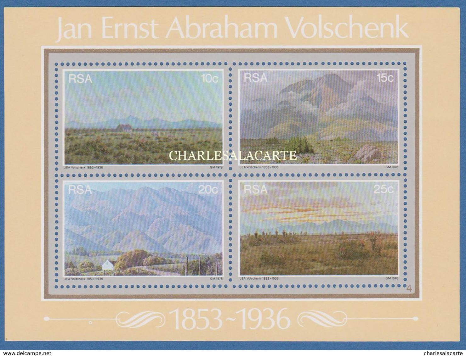 SOUTH AFRICA  1978  J. VOLSCHENK  PAINTINGS  M.S. S.G. MS 448  U.M. - Blocks & Sheetlets