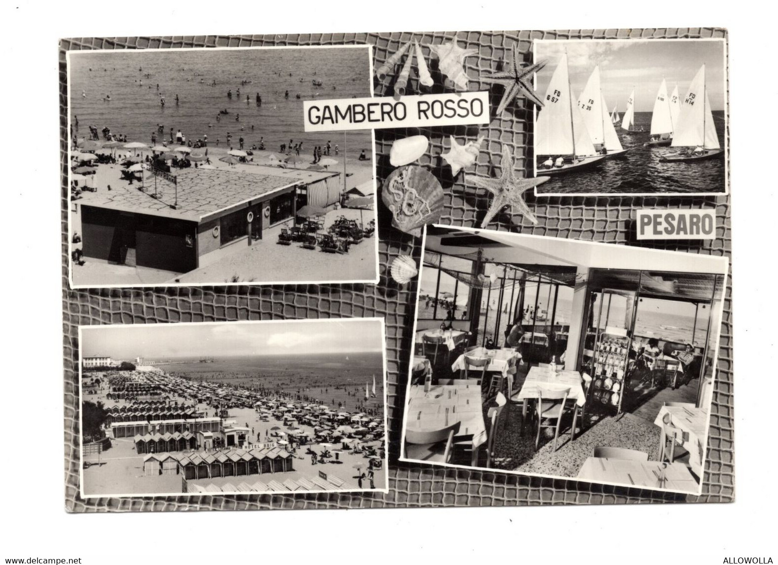 14159 " GAMBERO ROSSO-PESARO " 4 VEDUTE -VERA FOTO-CARTOLINA POSTALE NON SPEDITA - Pesaro