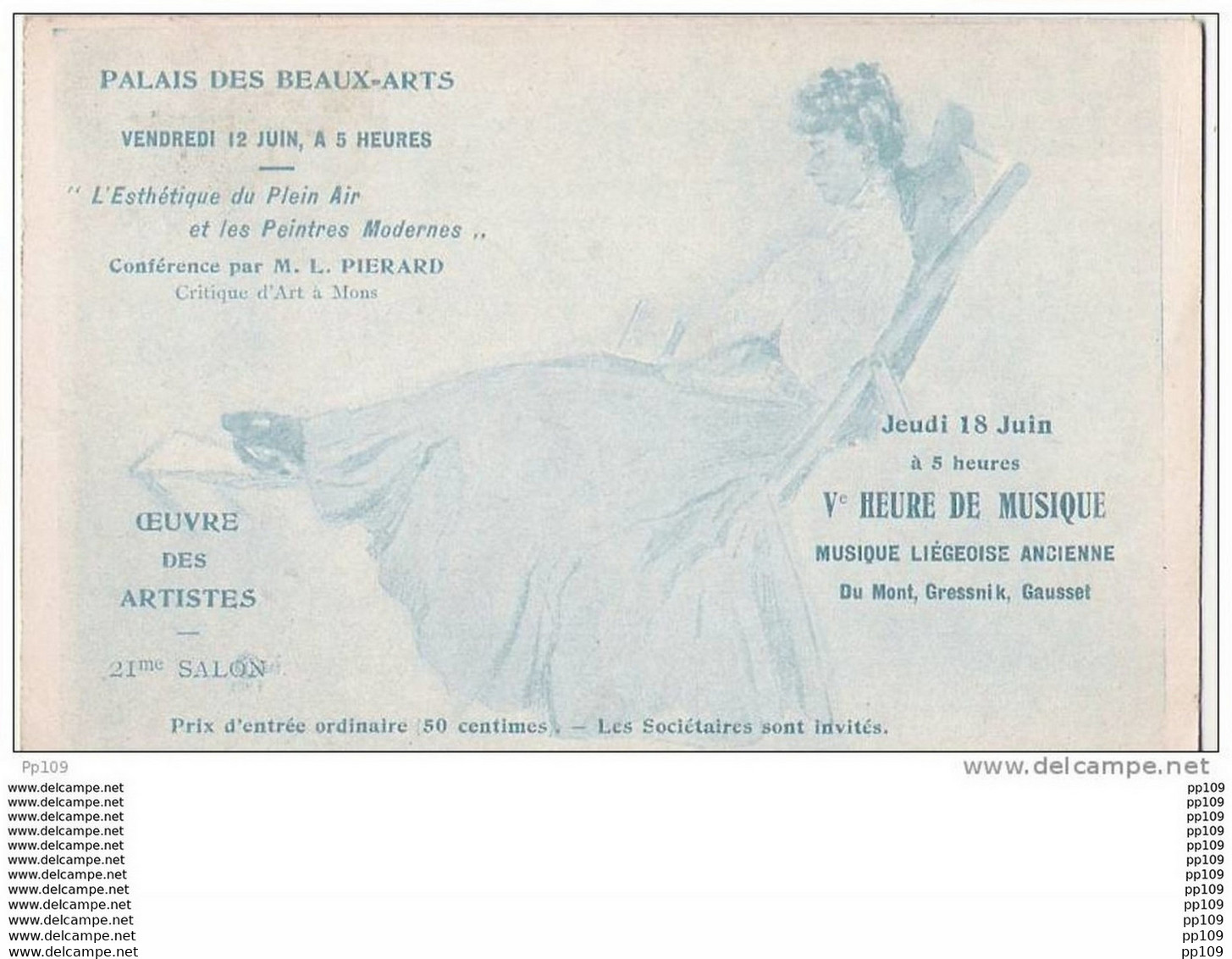 Belle CP Invitation Au Palais Des Beaux-Arts De Liège - 21ème Salon ! Prix D'entrée : 50 C  - 1906 - Liege