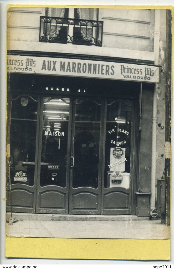 Photo Sur Carte (format CPA) Café Bar AUX MARONNIERS à Paris (à Situer Plus Précisément!) Pubs Pernot Ricard Coca-Cola - Cafes